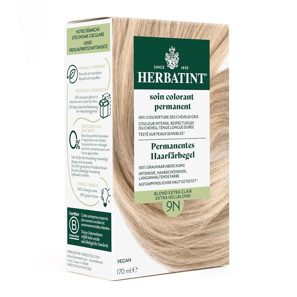 Gel pentru vopsirea permanentă a părului 6N blond închis - 170 ml I Fără amoniac, acoperire 100% a părului gri I Testat pe piele sensibilă, cu 8 extracte de plante Vopsea pentru par Naty Shop 9N Blond foarte deschis