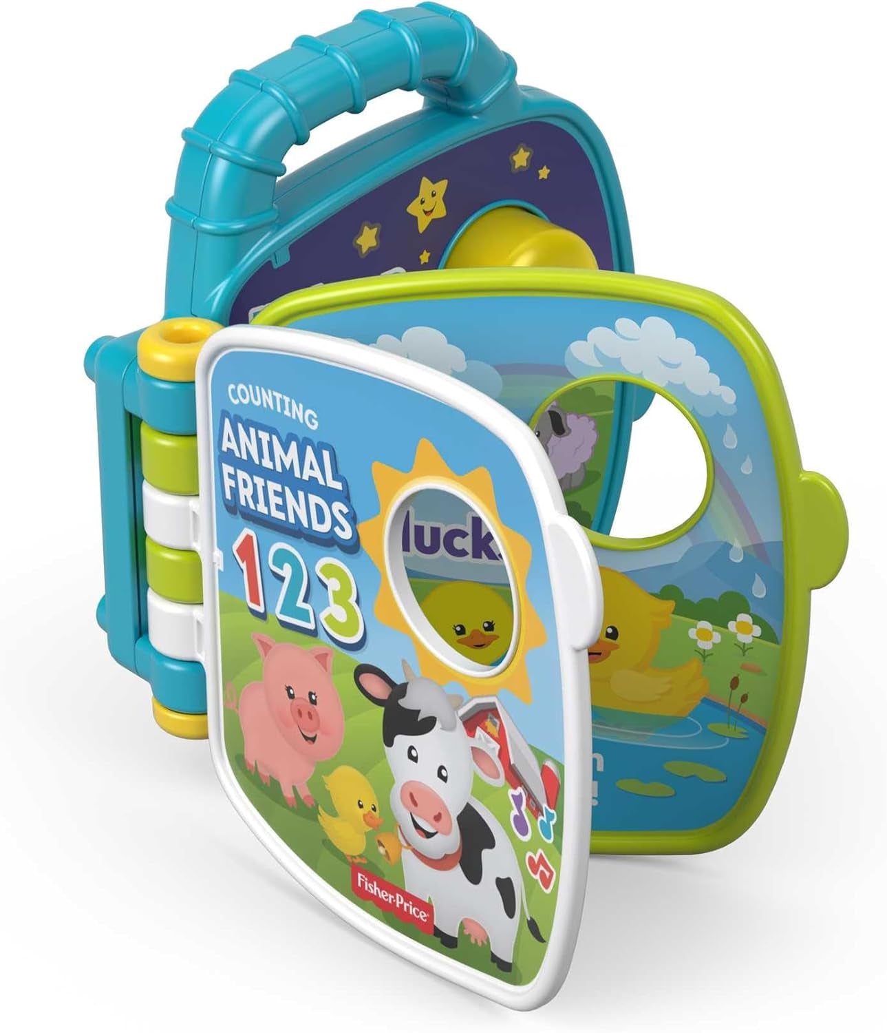 Fisher-Price Musical Animal Friends Songbook | Jucărie pentru copii de la 6 luni, 1 an pentru fete și băieți | Jucărie pentru copii | Carte muzicală cu sunete și efecte luminoase | Jucărie educativă (germană), GFP29 Jucarii Bebe Naty Shop