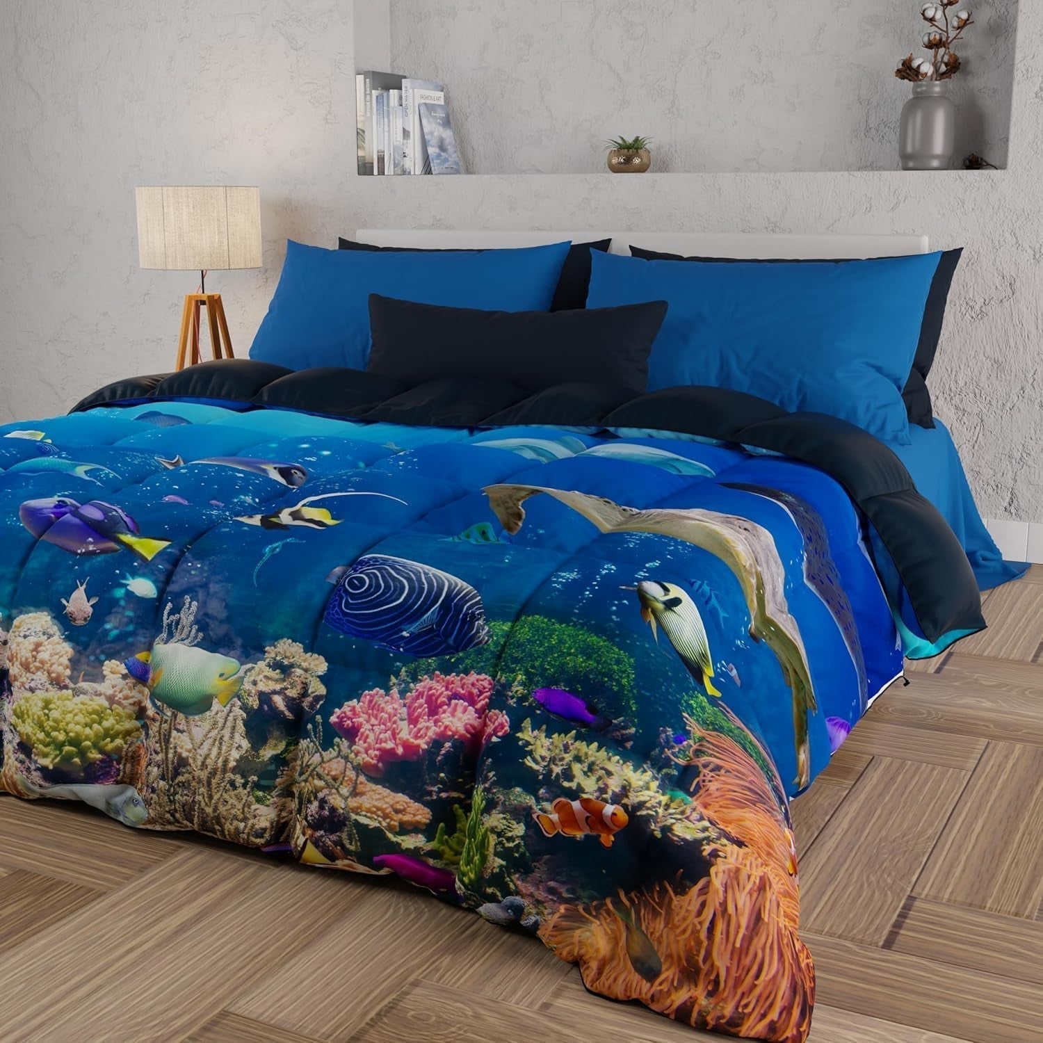 PETTI Artigiani Italiani Bettbezug für ein Doppelbett, 100 % Made in Italy, Aquarium Quilts und Quilts Naty Shop