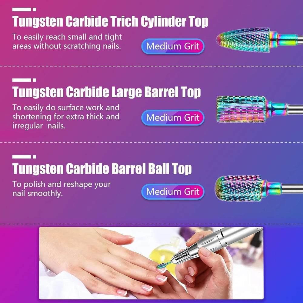 Depvko 30 Stück Nagelfräser Aufsätze Bits, 3/32'' Keramik Bohrer Für Nägel Acryl Diamant-Nagelhaut-Efile-Hartmetall-Entferner Für Zuhause Salon Gel, Maniküre Pediküre-Werkzeuge (Inklusive 3 Etueln)