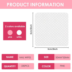 330 Stück Fusselfrei Nägel Wattepads, Fusselfreie Nageltücher, Nagel Wischtücher Wattepads, Nagellack Entfernen Für Cleaner Gelnägel Nail Wipes Pads (Weiß)