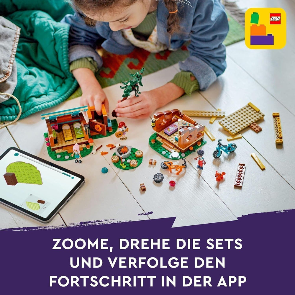 LEGO Friends Gemütliche Hütten im Abenteuercamp, Outdoor-Rollenspielset, Kinderspielzeug für Mädchen und Jungen ab 7 Jahren mit 3 Figuren und Fuchs, Campingspielzeug 42624 Bausets Besuchen Sie den LEGO-Store