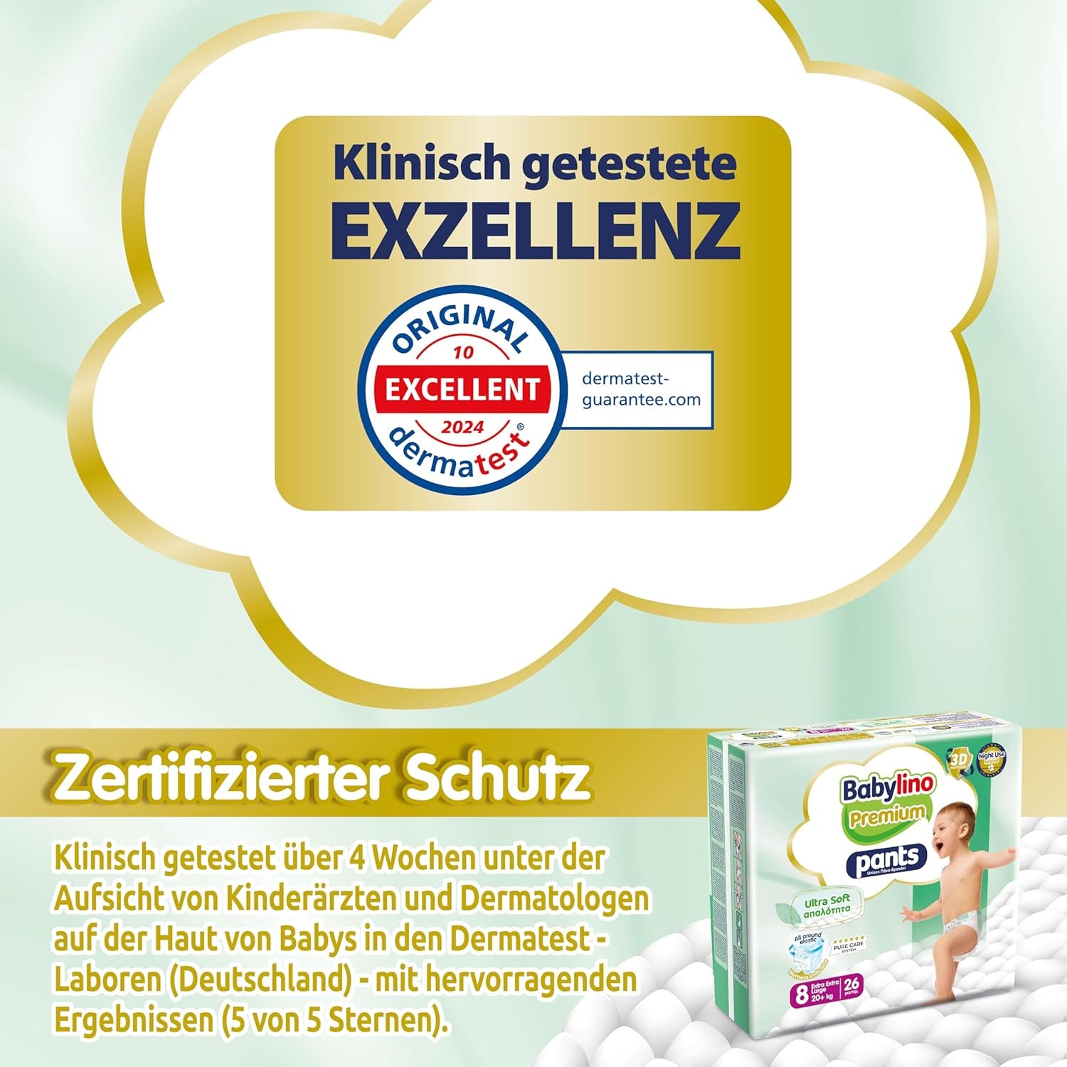 Premium-Hose Größe 8 mit Ultra-Soft-Filter, XXL (20+ kg), 26 Stück