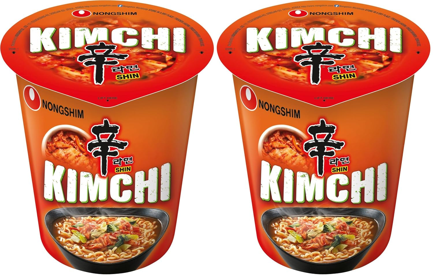 Instant-Nudeln Nong Shim Kimchi Ramyun, große Schüssel – koreanische Ramen-Suppe – schnelle Zubereitung – 1 Packung 112 g