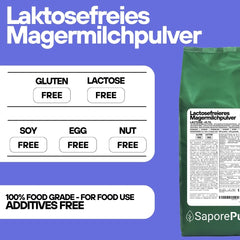 Laktosefreies Magermilchpulver 1 kg | Hohe Löslichkeit | Ideal für Backwaren, Brot und Lebensmittel. Professioneller und industrieller Einsatz. Laktosefrei, Glutenfrei