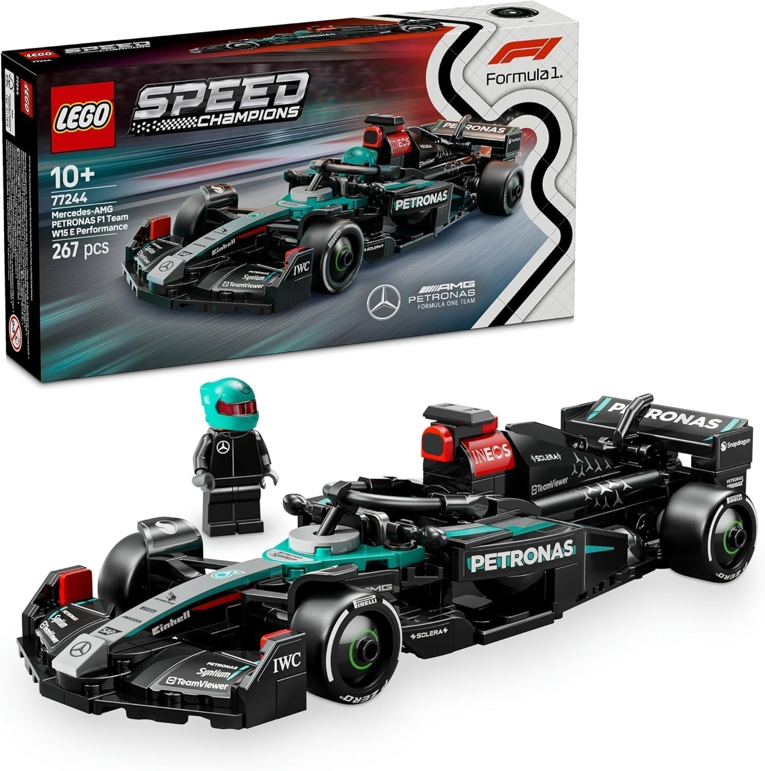 LEGO Speed Champions Mercedes-Amg F1 W15 Rennwagen – Formel-1-Minifiguren-Spielzeug – Automodell zum Sammeln und Bauen – Geschenk für Jungen und Mädchen ab 10 Jahren oder erwachsene Fans 77244 Bausätze Besuchen Sie den LEGO-Store Mercedes-Amg F1 W15 Rennwagen 77244