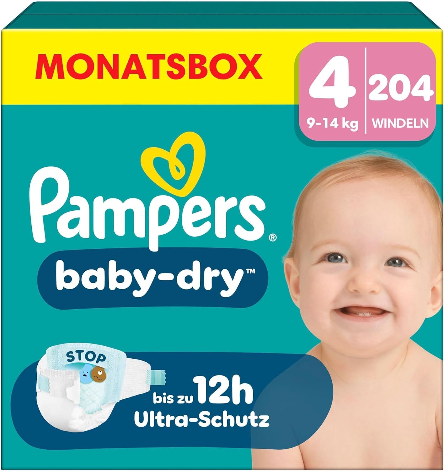 Pampers Baby-Dry Windeln, Größe 5, 174 Windeln, 11 kg – 16 kg, bis zu 100 % Auslaufschutz und Komfort die ganze Nacht