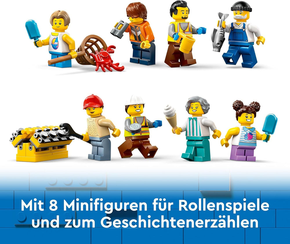 LEGO City Hafen mit Frachtschiff, Bauspielzeug für Jungen und Mädchen ab 8 Jahren, Geschenkidee für Kinder, Containerkran, Spielzeugschiff und 8 Minifiguren 60422 Bausets Besuchen Sie den LEGO-Store