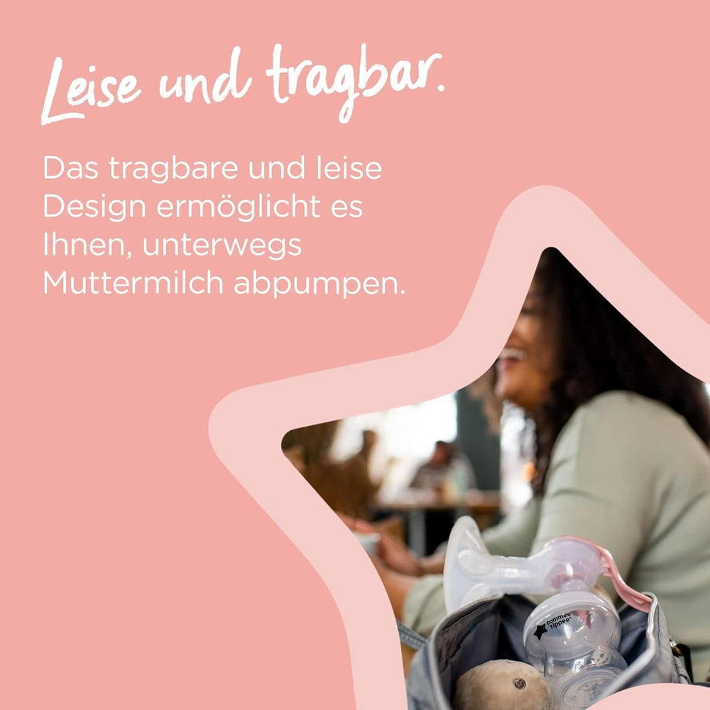 Tommee Tippee Made for Me Manuelle Einzel-Milchpumpe, Starke Saugkraft, Ergonomischer Griff, Tragbare Und Leise Milchpumpe, Samt Babyflasche Zubehör Essen und Stillen Bebe Naty Shop