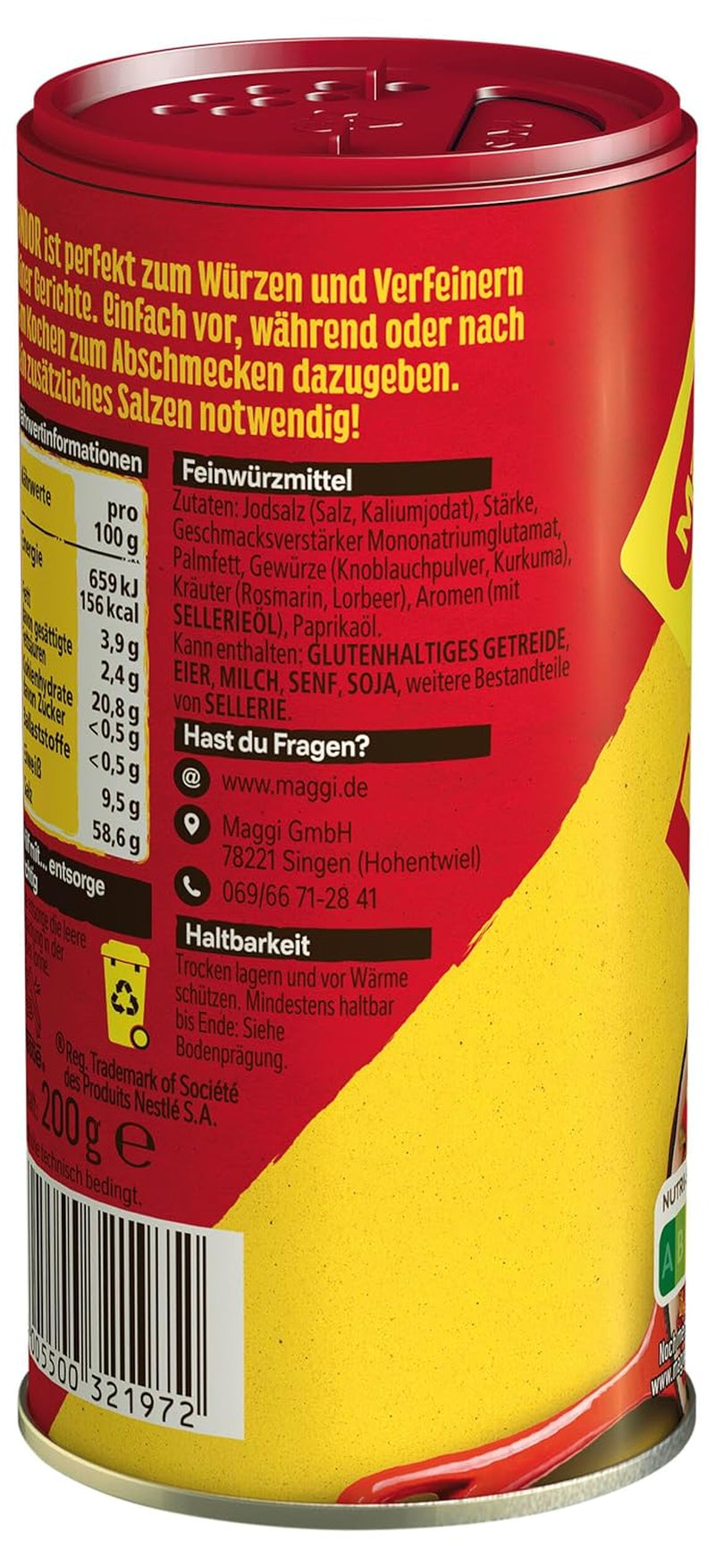 MAGGI Fondor Gewürz für Gemüse, Fleisch oder Fisch, Gewürz für Suppen oder Salate, 10er Pack (10 x 200 g)