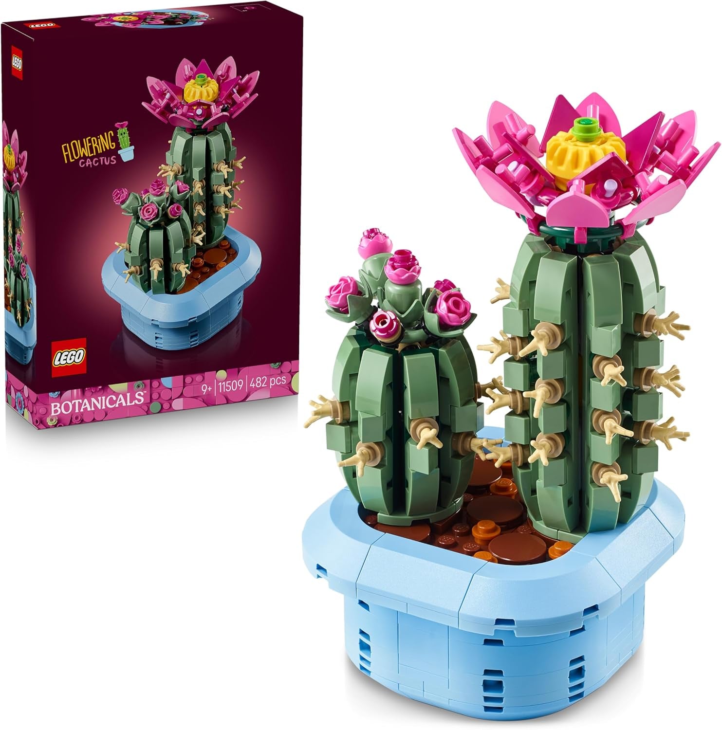 LEGO Botanicals Blühender Kaktus – Set mit Kunstpflanze mit 2 Kakteen & künstlichen Blüten – DIY Deko – Giftidee zum Geburtstag für Mädchen ab 9 Jahren & Erwachsene Pflanzenliebhaber – 11509