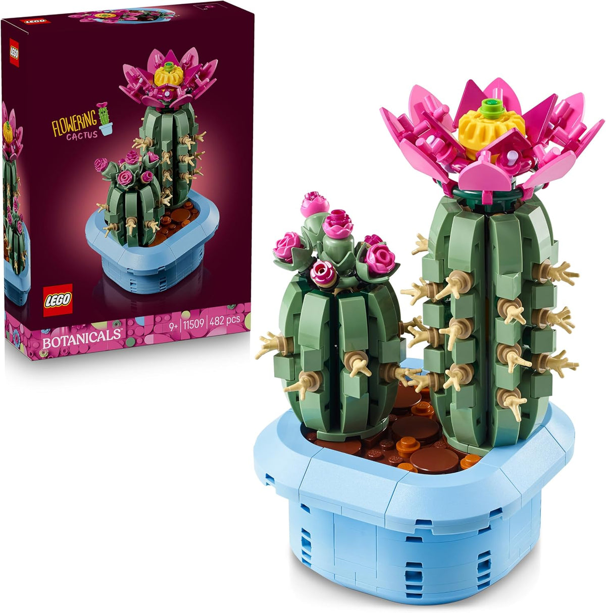 LEGO Botanicals Blühender Kaktus – Set mit Kunstpflanze mit 2 Kakteen & künstlichen Blüten – DIY Deko – Giftidee zum Geburtstag für Mädchen ab 9 Jahren & Erwachsene Pflanzenliebhaber – 11509