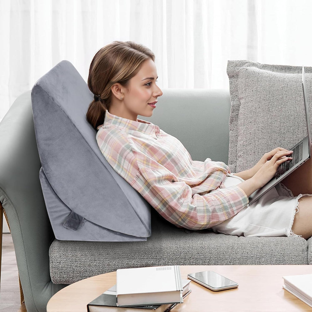 Pernă cu pană reglabilă cu spumă de înaltă densitate, pernă ergonomică pentru spate pentru pat și canapea, pernă de citit antireflux pentru dormit, joacă, vizionarea la televizor (Greu)