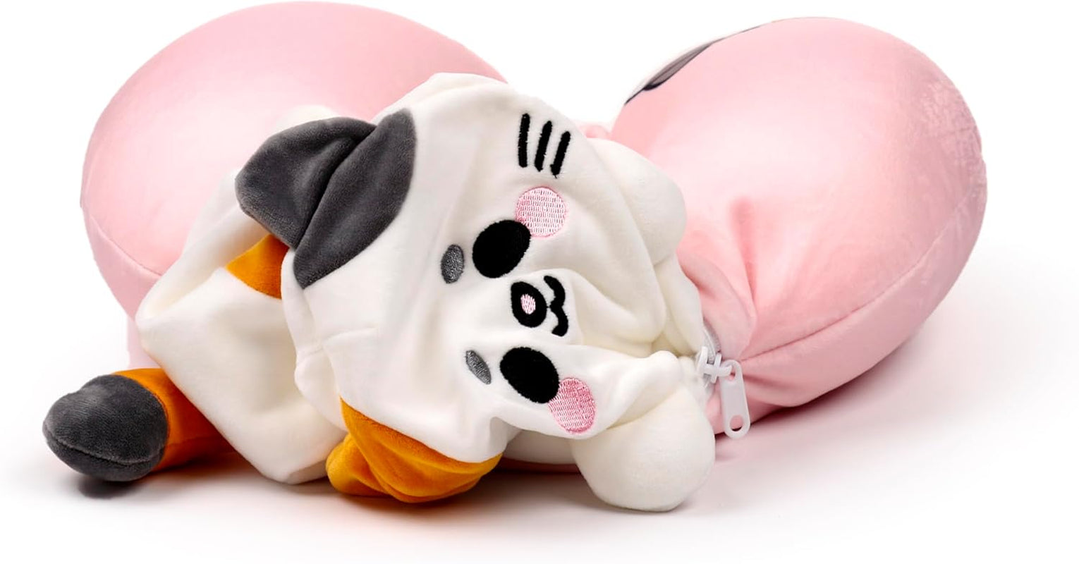 Puckator Swapseazzz pernă de călătorie cu pluș, 2 în 1, Lola La Gatta, alb, standard Perne calatorie Naty Shop