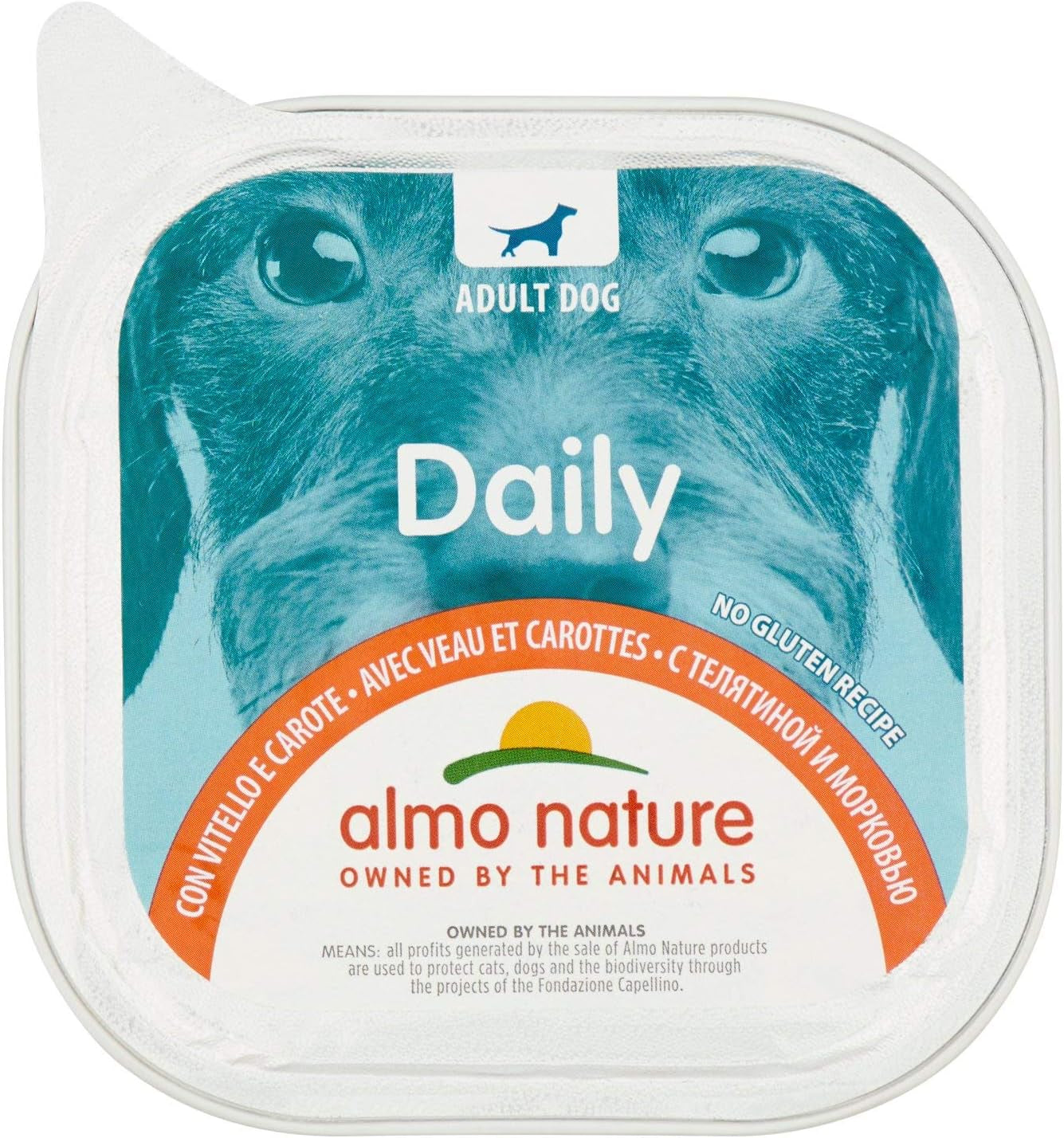 Almo Nature Daily, hrană umedă pentru pisici adulte cu piele de vițel, 3,2 Kg (32 X 100 G)