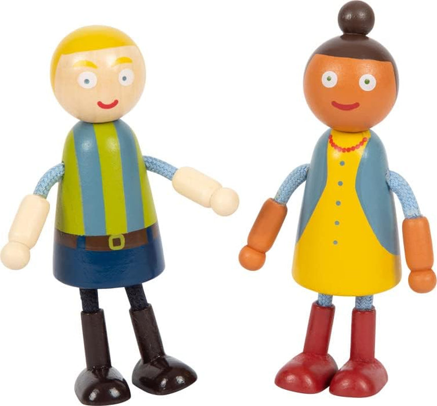 small foot Biegepuppen-Familie Diversität, 6 Puppen aus Holz unterschiedlichen Alters, Geschlechts und Hautfarbe, 12396