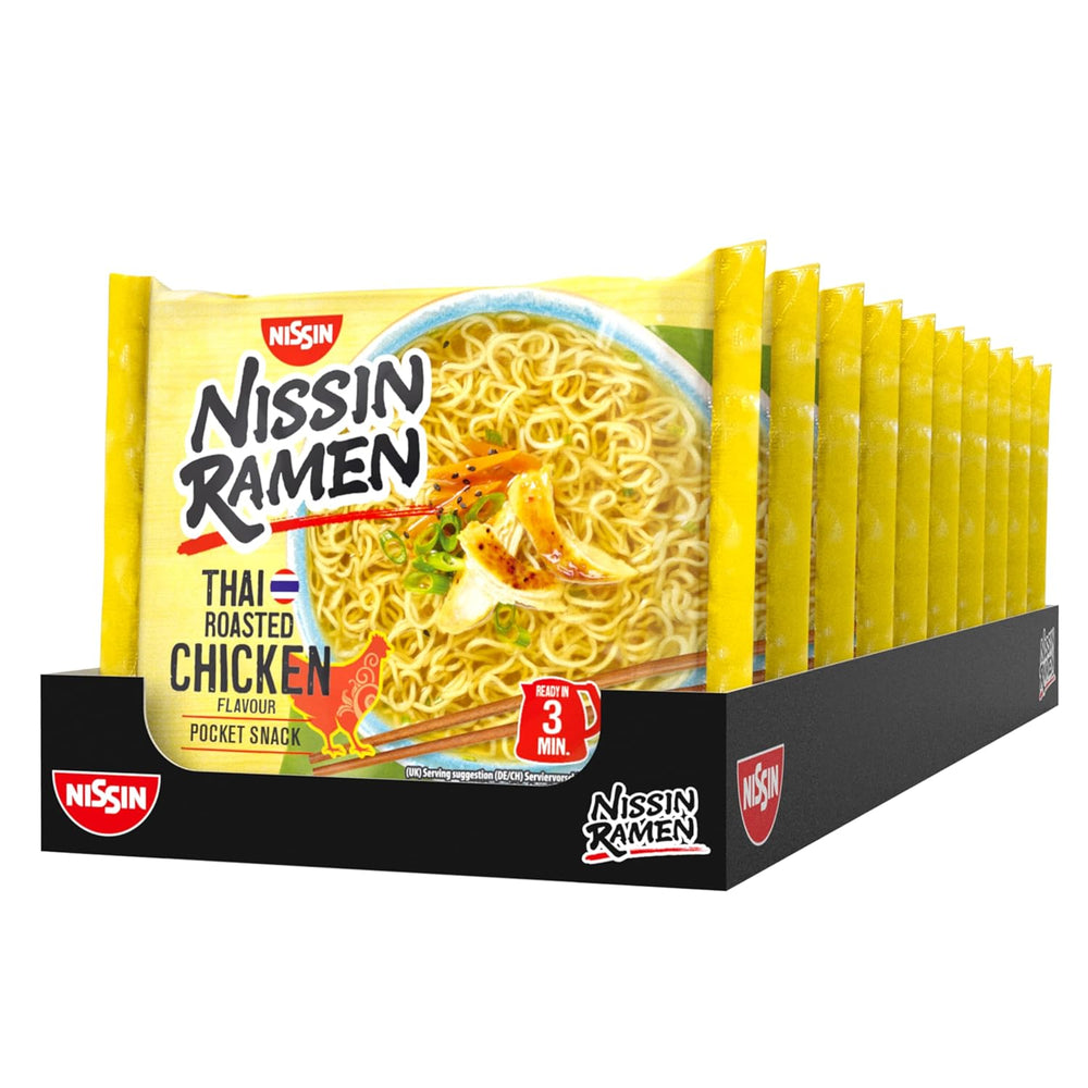 Nissin Ramen – thailändisches gebackenes Hähnchen, 10er-Pack, Instant-Nudeln nach asiatischer Art, thailändisches Rezept, schnelles und einfaches asiatisches Essen (10 x 65 g)