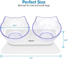 Edipets, Katzennapf erhöht, Einzel oder Doppel, Antischlingnapf, Erhöchte, für Hund und Katze (Transparent)