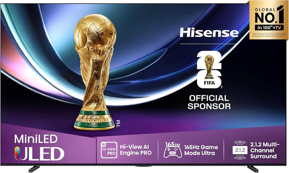 Televizor Hisense 55U7Q de 55 de inci, mini LED ULED 4K, Smart TV, motor Hi-View AI, mod de joc Pro la 144Hz, FreeSync Premium, subwoofer încorporat, Dolby Vision IQ Atmos, AirPlay, control vocal [2025]