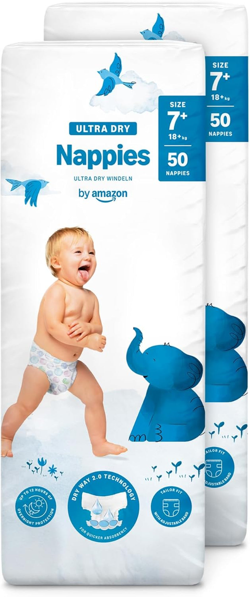 Amazon Ultra Dry Windeln, Größe 3 (4–9 kg) – Monatsbox, Weiß, 172 Stück (2 Packungen à 86 Stück) (ehemals Mama Bear, identisches Produkt)