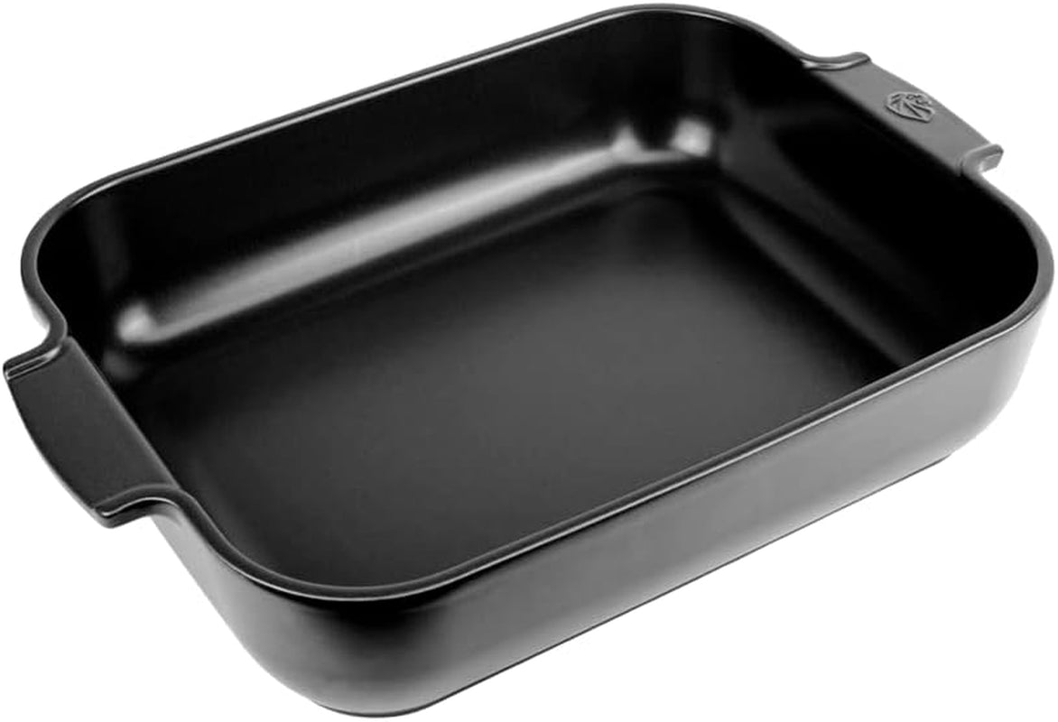 Peugeot Appolia Rechteckige Auflaufform Mit Griffen, Keramik, Schiefer / Grau, 8.3X40.5X27.2 Cm, Fassungsvermögen: Ca. 4 L, 60022 Backformen und Backbleche Naty Shop Satinschwarz