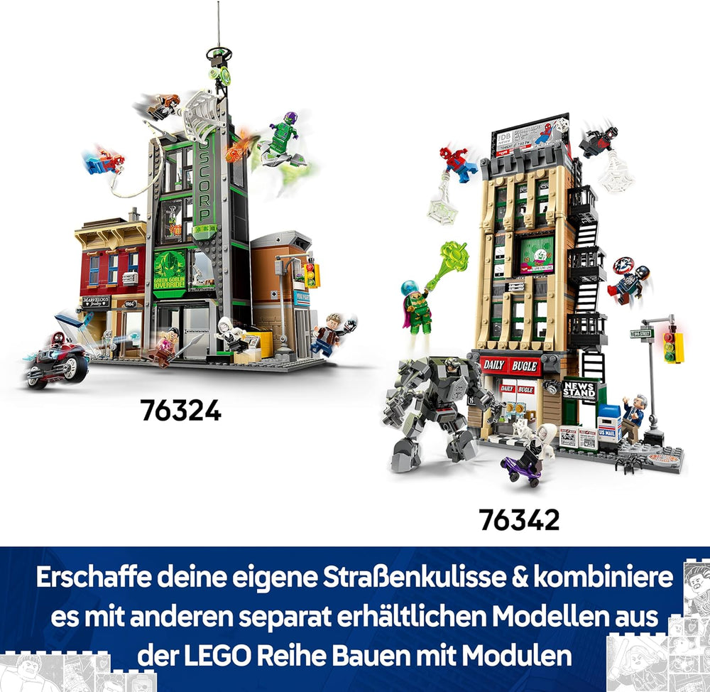LEGO | Marvel Spider-Man vs. Mysterio: Daily Bugle – Superhelden Spielzeug mit Mech Actionfigur und 7 Minifiguren – Kinder Geschenk für Jungen ab 10 Jahren, Mädchen und Fans – 76342