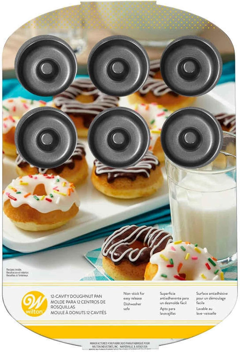Wilton Donut-Backform Mit 12 Mulden Donutform, Hochwertige Donut Backform Mit Antihaftbeschichtung Für 12 Mini-Donuts, Spülmaschinenfest Formen und Tabletts zum Backen Naty Shop