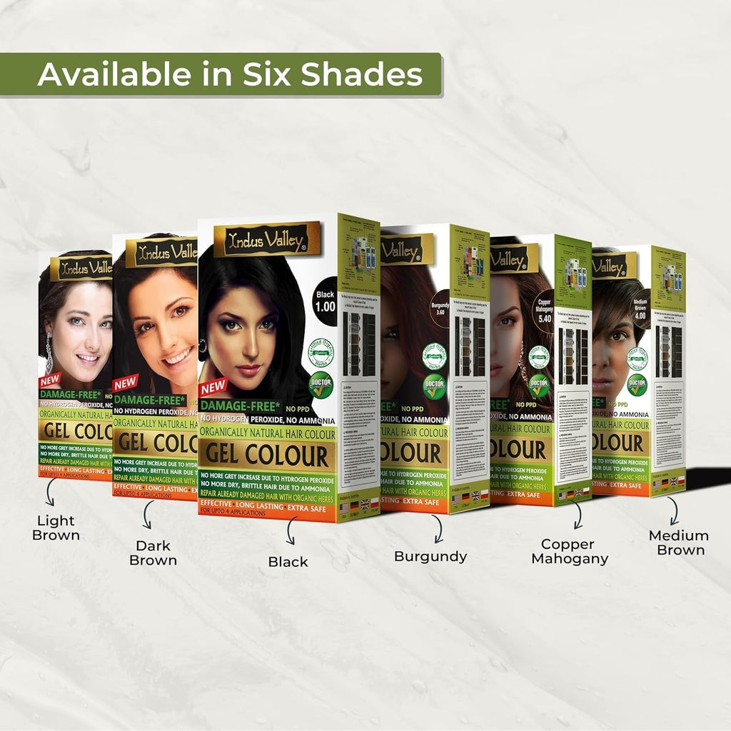 Indus Valley Natural Damage Free Gel Hair Colour | Fără amoniac, vegan și fără cruzime | Până la 100% acoperire gri, rezultate de lungă durată | Castaniu deschis 5.0 (20 gram + 200 ml) Vopsea pentru par Naty Shop