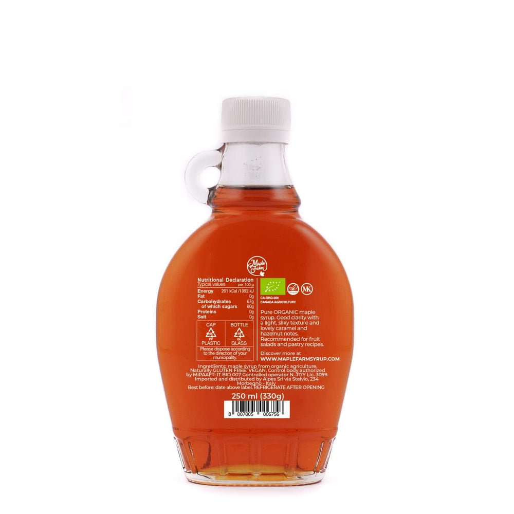 Maplefarm – Reiner kanadischer Bio-Dunkler-Ahornsirup, Klasse A, dunkler, starker Geschmack – 250 ml Süßstoffe Naty Shop