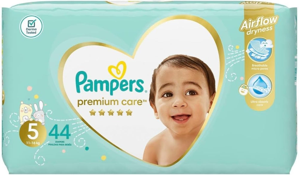 Pampers Premium Care Windeln, Größe 5, 11-18 kg, 1 Packung (1 x 44 Stück)