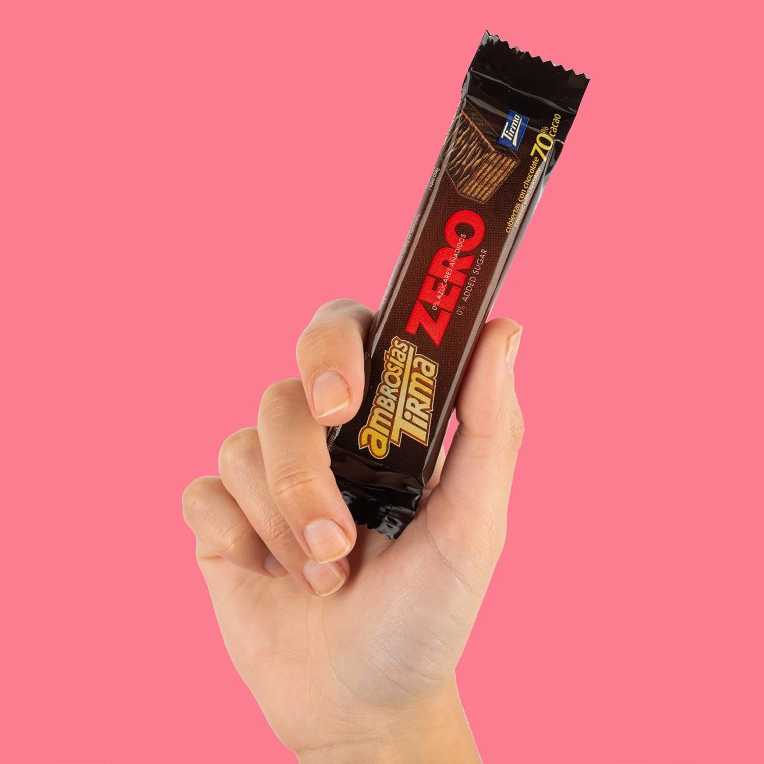 Waffeln mit dunkler Schokolade Tirma 70% Kakao | Ohne Zuckerzusatz | Geeignet für Keto-Diäten | Low Carb | Für Diabetiker Schokoladenwaffeln im Multipack | 3 Stück | 64,5 g