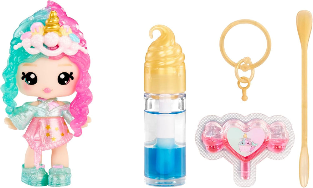 Yummiland Lip Gloss Doll - Roxie Crystal Candy - Inklusive DIY Lipgloss-Set, Geeignet für Kinder ab 4 Jahren, Rosa, Series 2