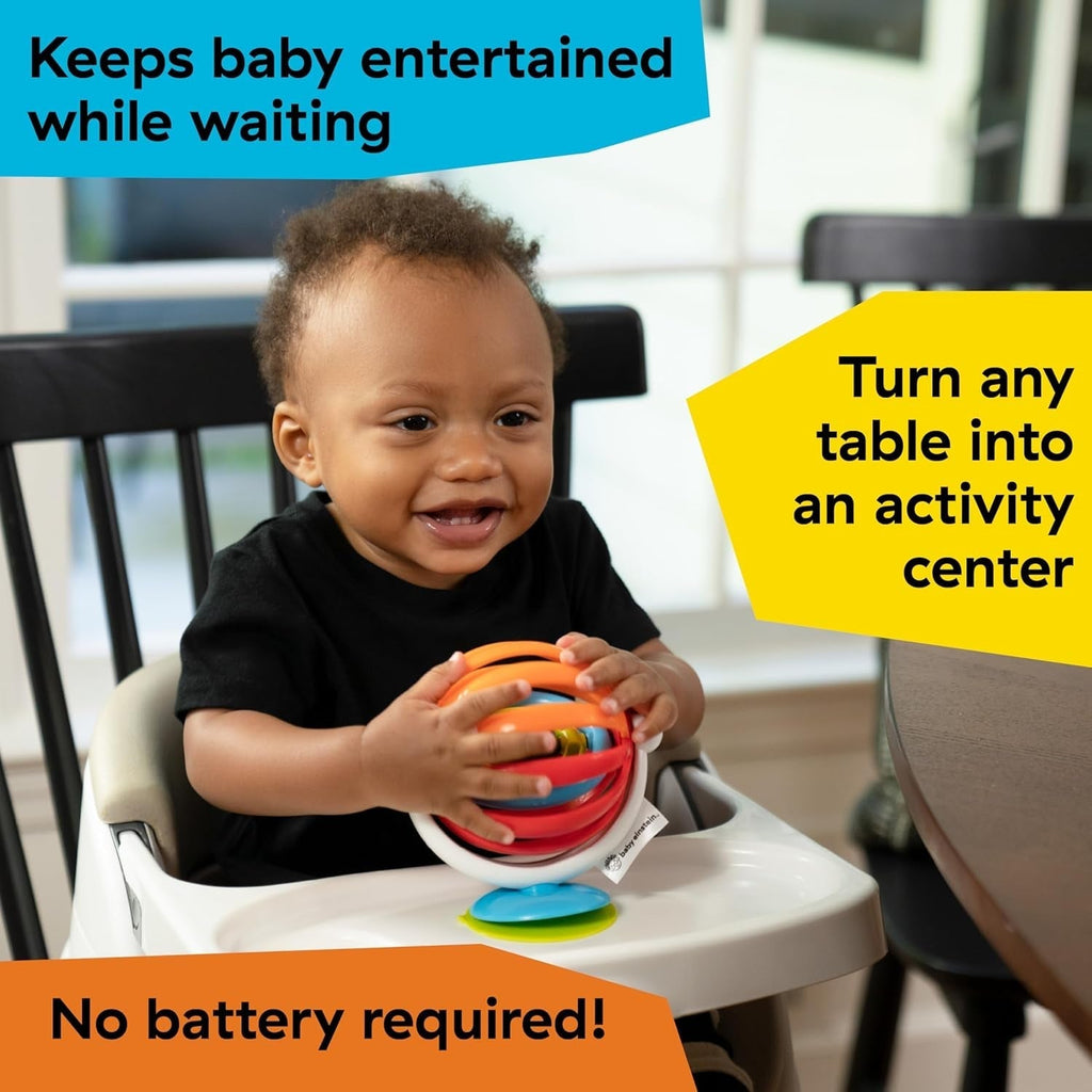 Baby Einstein, jucărie cu rotiță lipicioasă, perfectă pentru călătorii sau deplasări, bază absorbantă pentru fixarea pe suprafețe netede ,1 bucată (pachet de 1) Jucarii Bebe Naty Shop