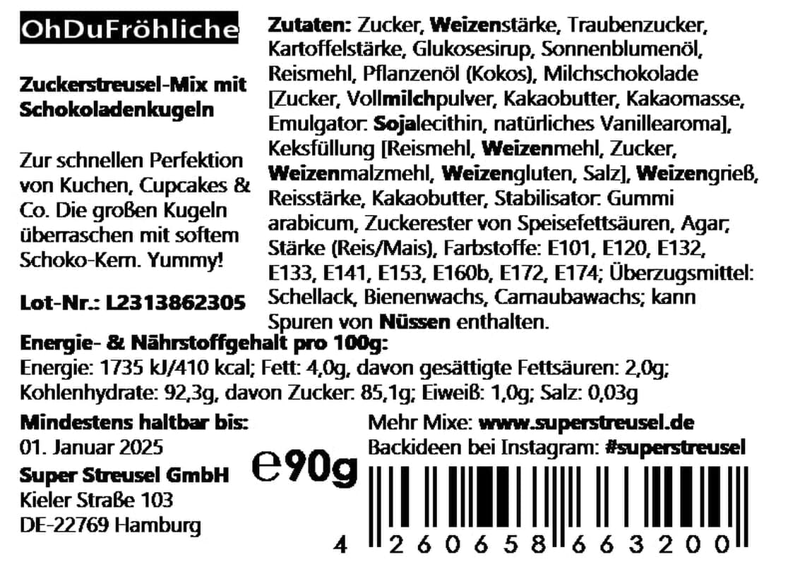 Super Streusel, Crăciun colorat, Sprinkles premium, 90 grame Sprinkles Naty Shop