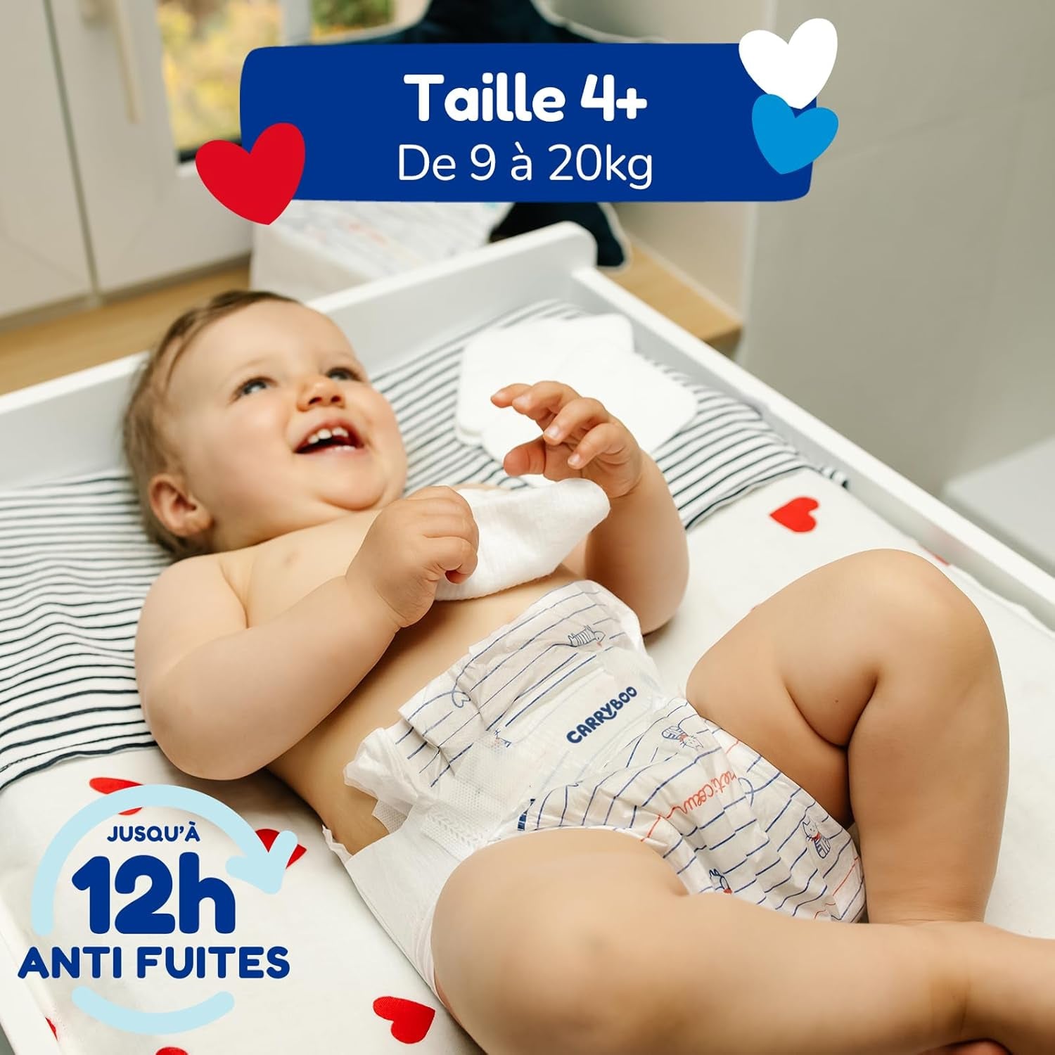 - Scutece mărimea 4+ (9-20 kg) – sănătoase și extrem de absorbante – etanșe 12 ore – fără substanțe nedorite – fabricate în Franța – preț accesibil – 126 de scutece de unică folosință
