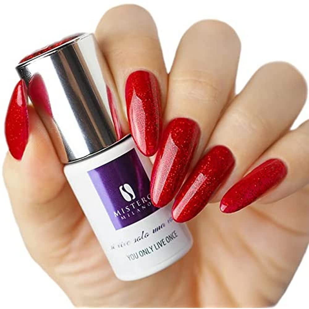 Mistero Milano UV-Glitzer-Nagellack – LED-Nagellack – Glitzer-Hybrid – volle Deckkraft – 7 ml. Into the Dark Night