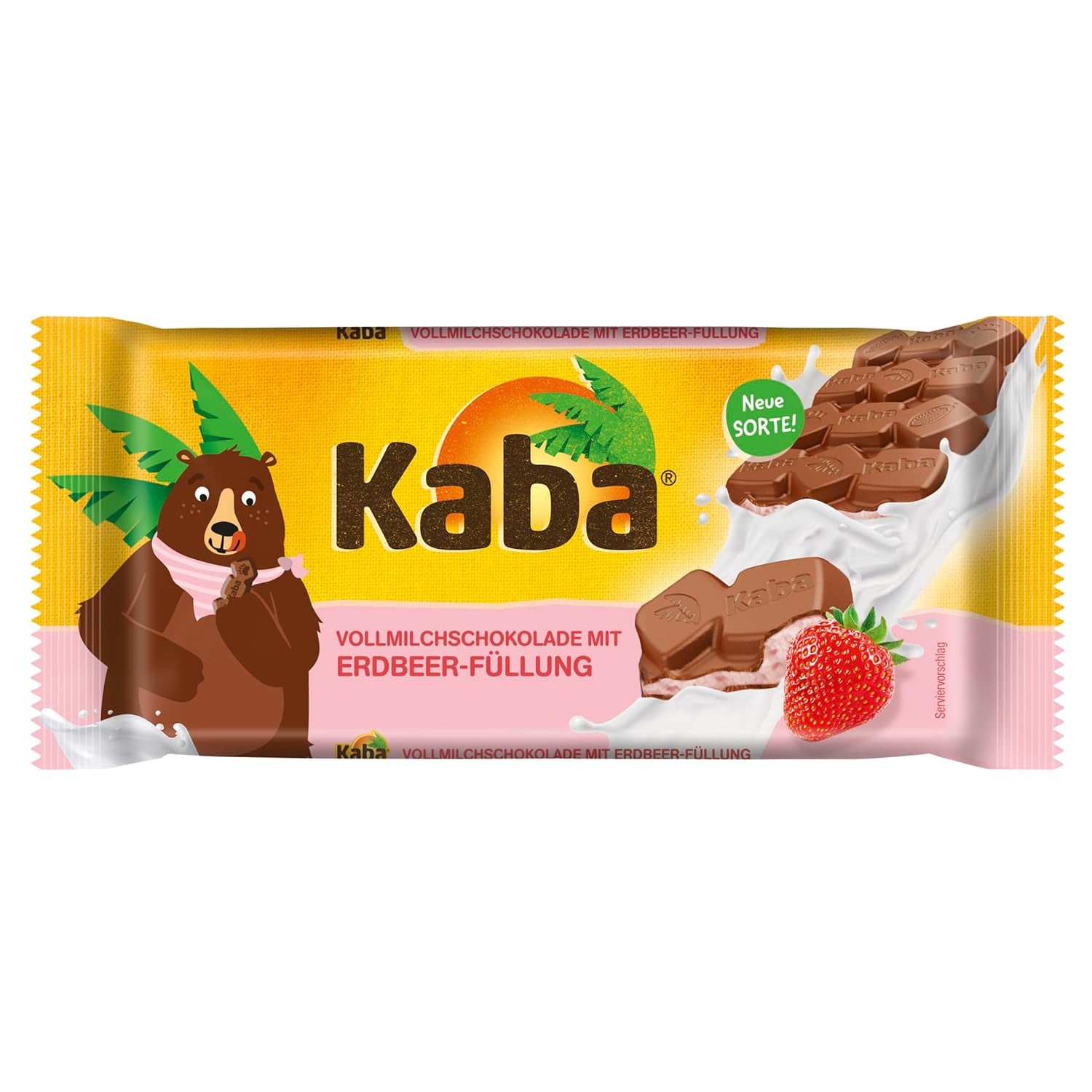 Kaba Vollmilch- und Milchcremeschokolade, gefüllte Tafelschokolade, 90g-Tafel, zartschmelzende Schokolade mit leichter Milchcreme und Kaba-Originalgeschmack