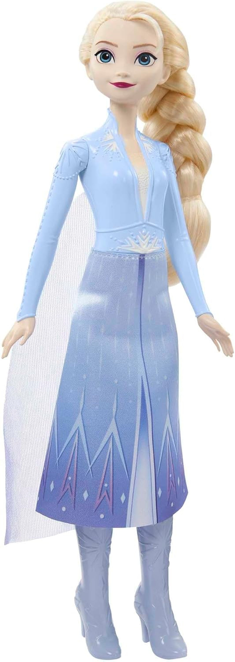 Păpușa Mattel Disney Prințesa Elsa, Păpușă Frozen în ținută de călătorie, Păr blond pieptănabil, Articulație articulată, Fustă și cizme detașabile, Cadouri Disney, Jucărie pentru vârste de 3 ani și peste, HLW48