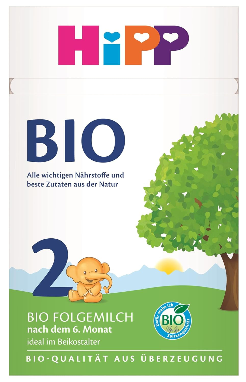 HiPP 2 Bio-Folgemilch (4 x 600g), nach 6 Monaten, mit Omega-3 (DHA, ALA), Calcium und einfach zuzubereitender Bio-Stärke, in bester Bio-Qualität