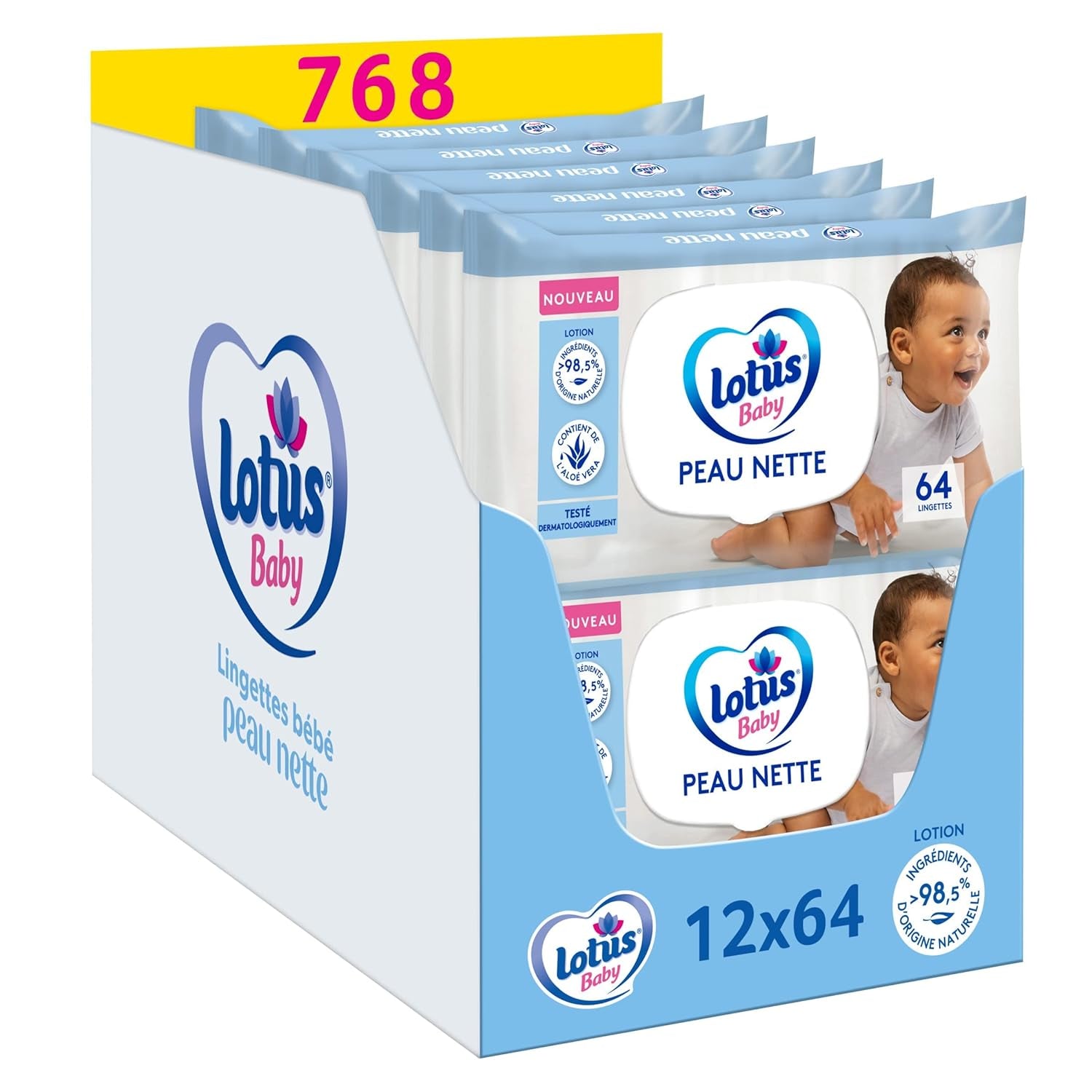 Skin Nice Baby Wipes – 768 Tücher (12 x 64 Stück) – hypoallergen und dermatologisch getestet