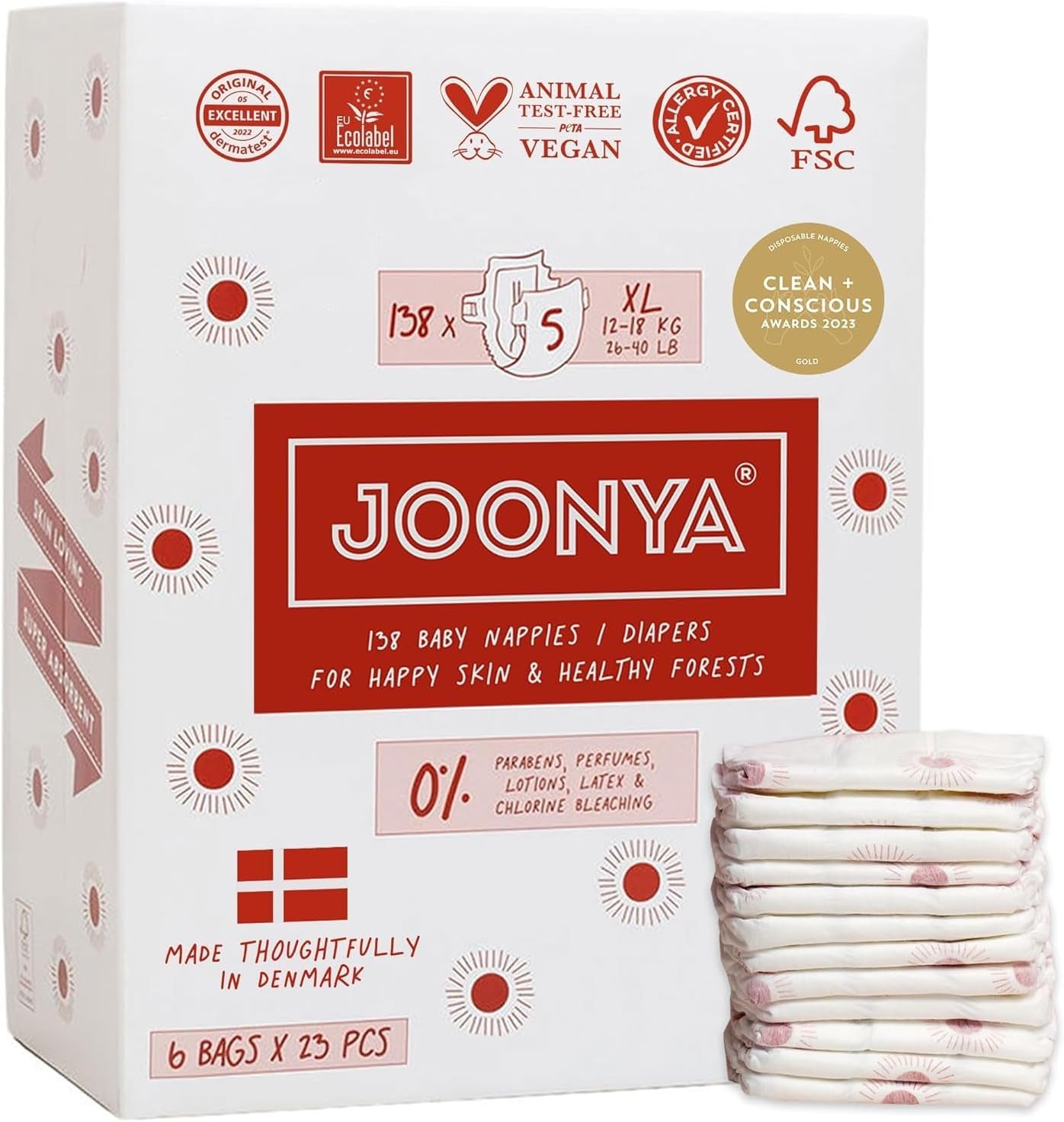 Babywindeln, Größe 3M (4-8 kg) – 1 Beutel mit 28 Stück – Keine Schadstoffe, umweltfreundlich, sehr saugfähig, für den Nachtgebrauch geeignet, ultradünn und weich – Hergestellt in Dänemark