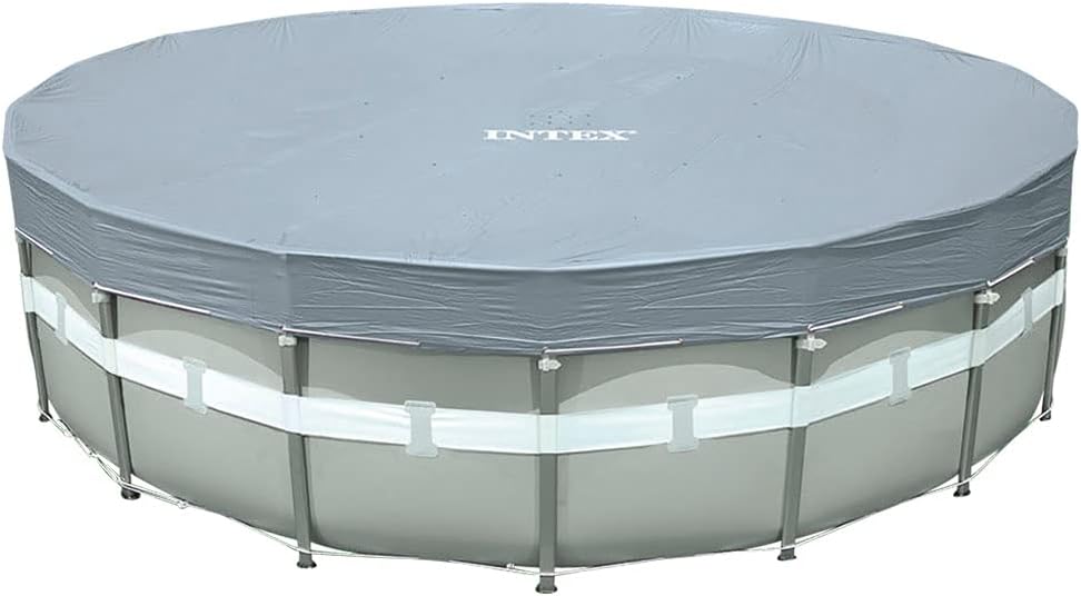 Prelată rotundă pentru piscină Intex 28031 - Prelată pentru piscină - Ø 366 cm - Pentru piscine cu cadru metalic și prismatic, Albastru închis