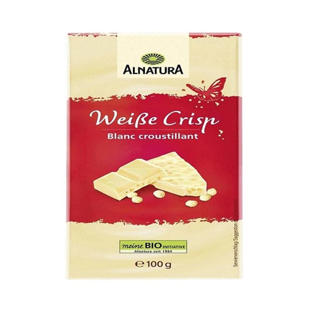 Alnatu Crispy White Chocolate – Weiße Schokolade mit knusprigen Reisbällchen ohne Zusatz von Lecithin