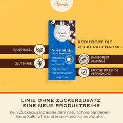 Venchi – Packung mit 6 Tafeln dunkler Schokolade mit Haselnüssen, 600 g – Ohne Zuckerzusatz – Ohne künstliche Süßstoffe – Glutenfrei – Vegan – Geschenkidee