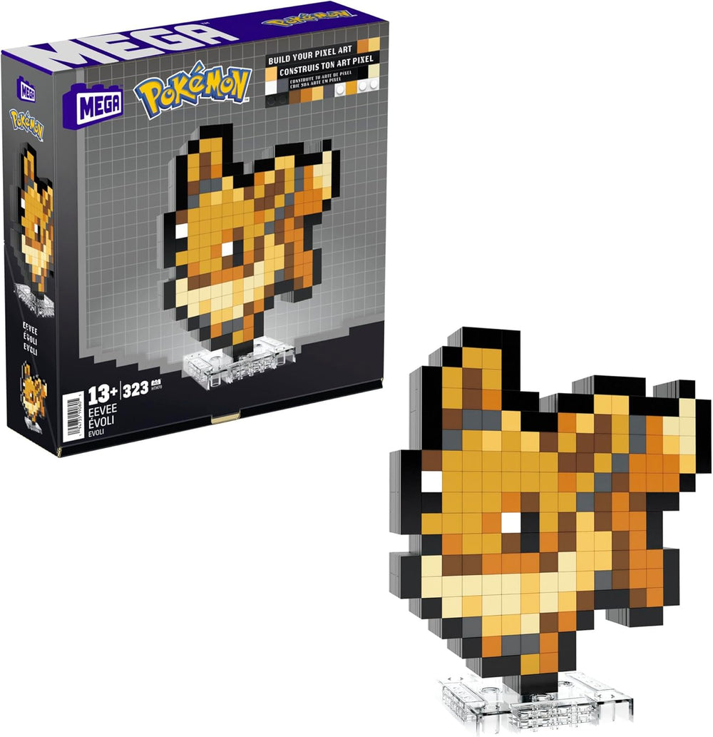 MEGA Pokémon Schiggy - zusammenbaubare Figur im Retro-Look, Pixel Art, 15 cm groß, inklusive Basis zur Wandmontage, für Erwachsene und erfahrene Sammler, HTH77