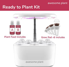 Kit sistem de creștere hidroponică 6Pro (6 capsule), kit de grădinărit interior cu rezervor de apă de 3 litri, 3 moduri de creștere și pompă silențioasă, kit pentru cultivarea ierburilor și a salatelor acasă, înălțime reglabilă până la 33,0 cm, alb