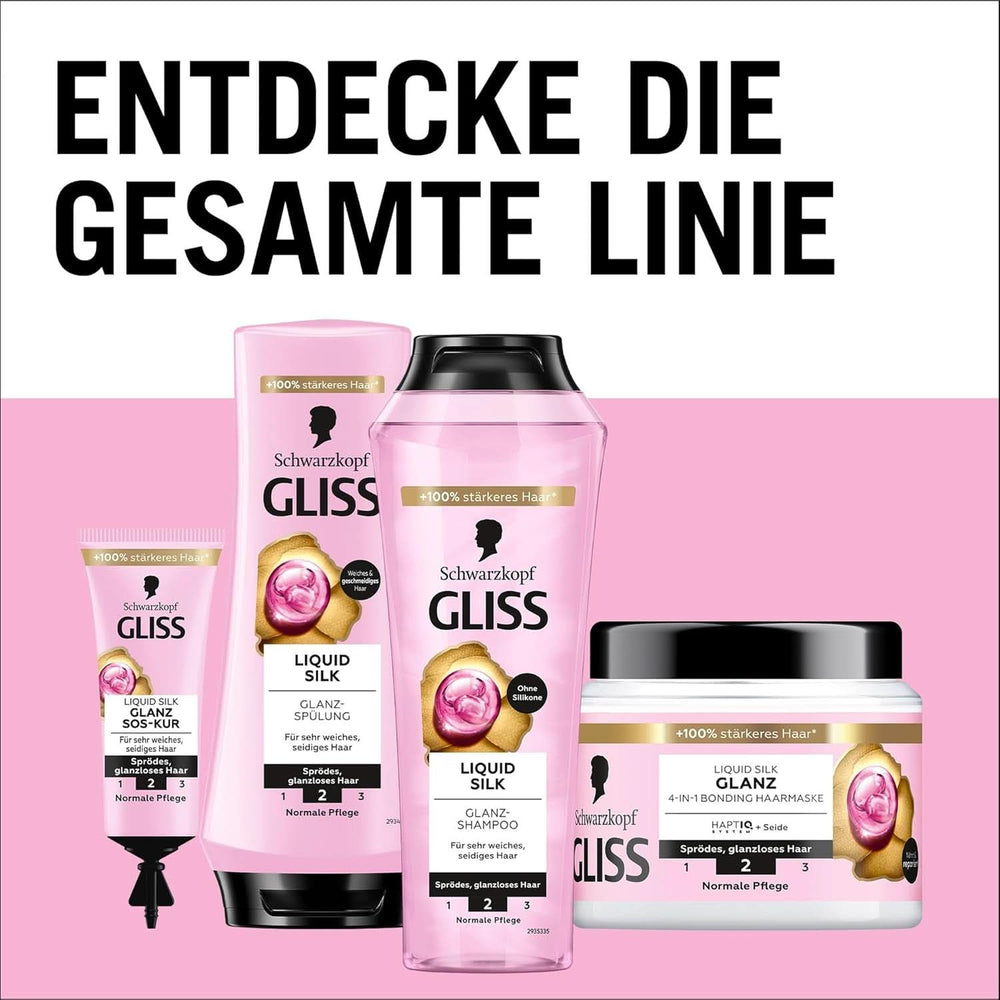 Gliss Shampoo Liquid Silk (250 ml), pentru părul fragil și tern Duș și baie Naty Shop