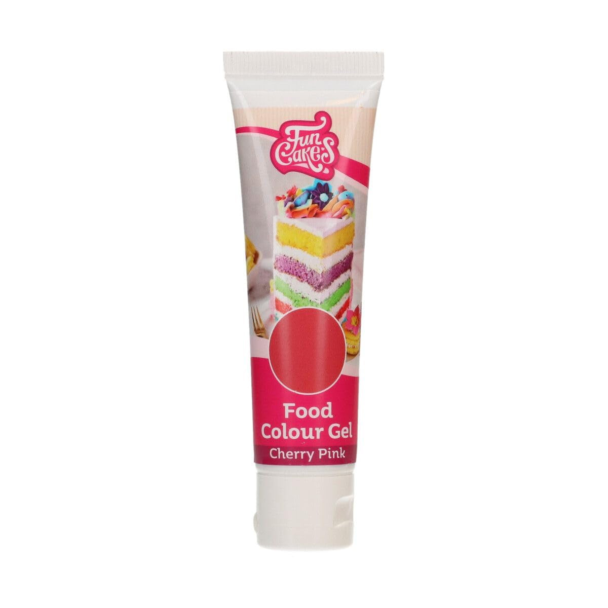 Colorant alimentar Funcakes Gel Roz Cireș: Colorant alimentar foarte concentrat pentru aluat, cremă, fondant, marțipan, produse de patiserie, dozare ușoară, picături individuale pentru a crea culori vibrante, Halal, 30 g