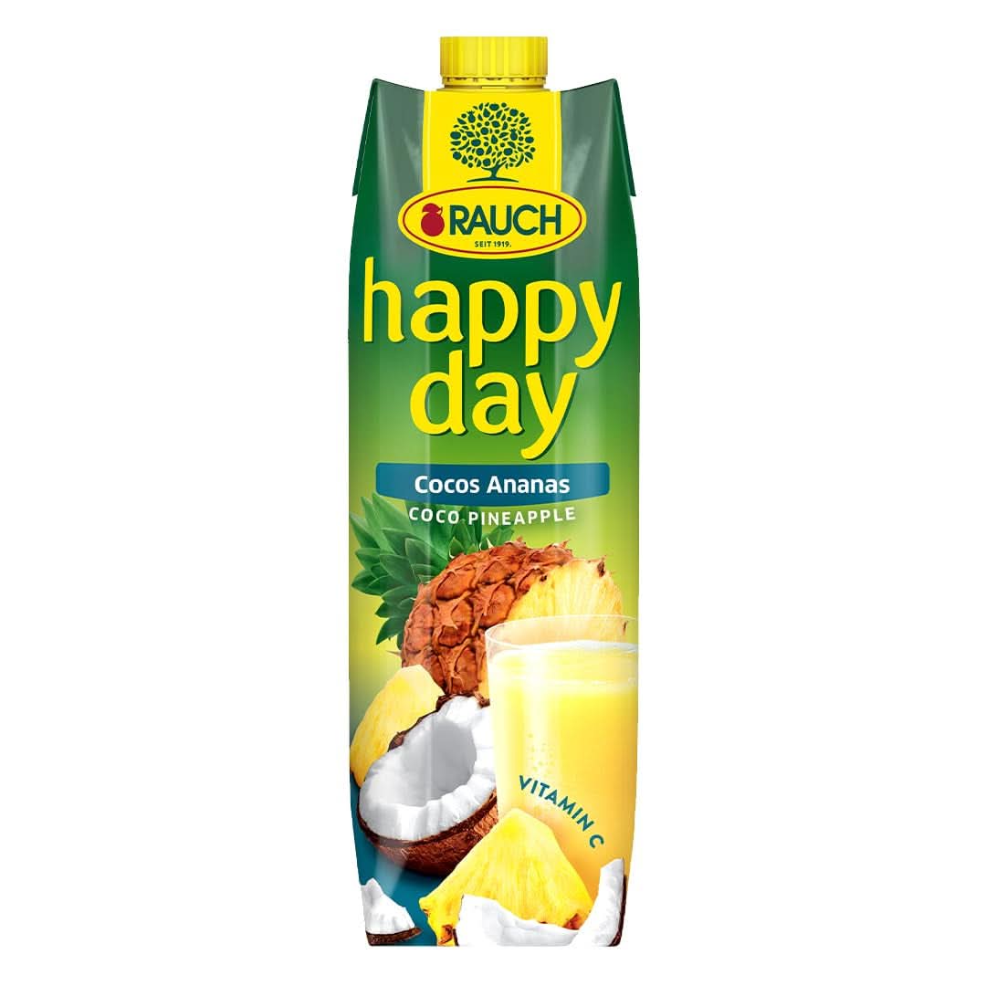 Rauch Happy Day Kokos-Ananas | Eine Reise in die Karibik | Ananasfruchtsaft und Kokoswasser | 6 x 1 Liter, Tetra Prisma Alkoholfreie Getränke Naty Shop