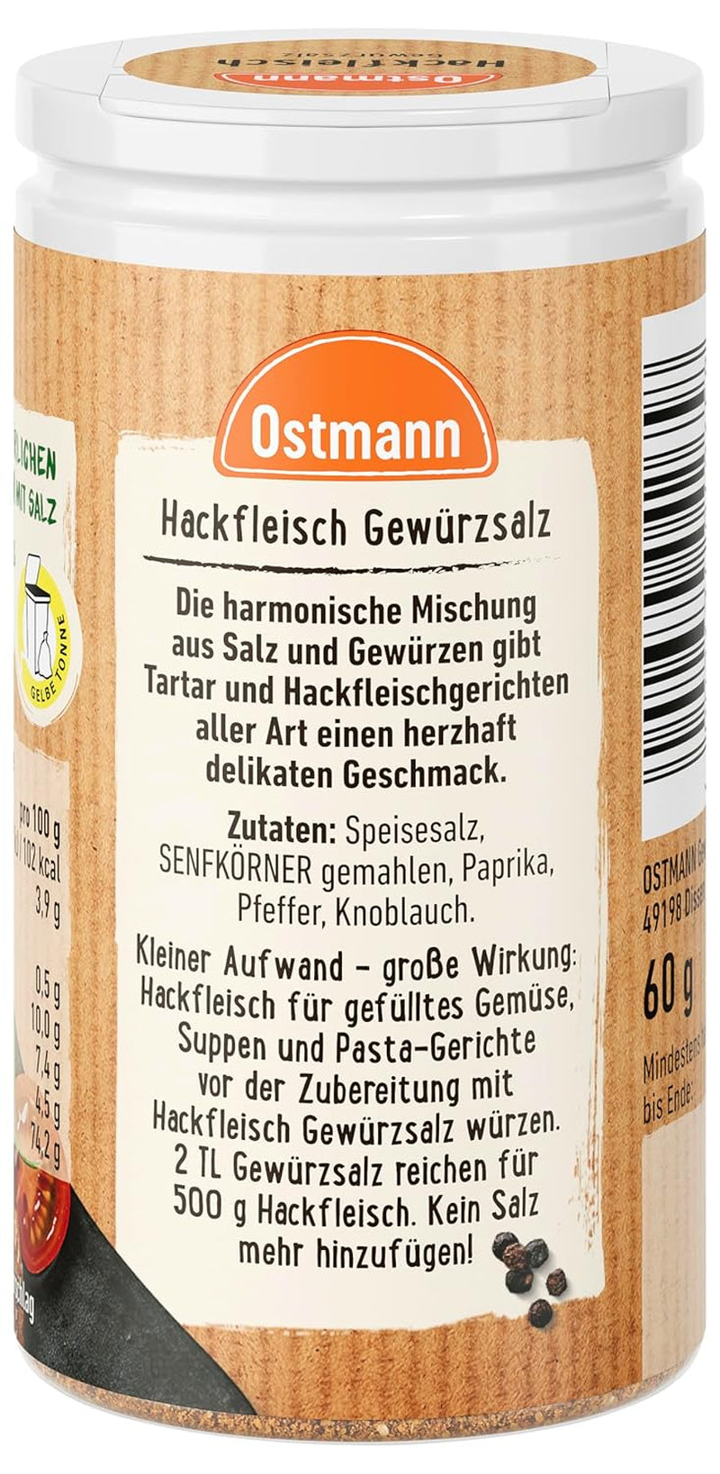 Ostmann Gewürze - Hackfleisch Gewürzsalz | Gewürze für Hackfleisch, Buletten oder Cevapcici | 60 g in Streudose